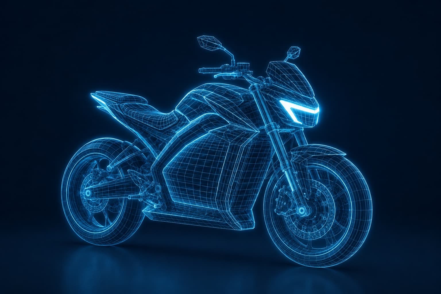 Wireframe render of an electric motorcycle